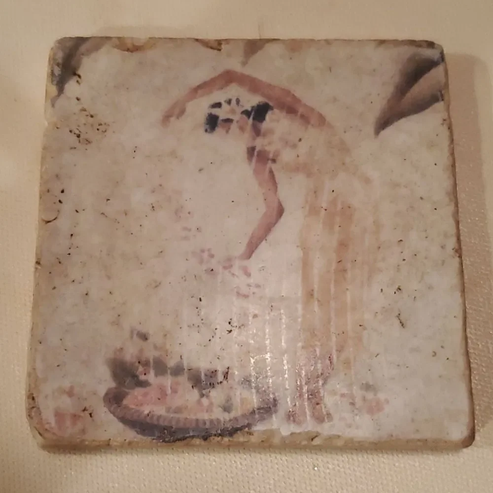 Vtg Hawaiian Hula Tile Coaster